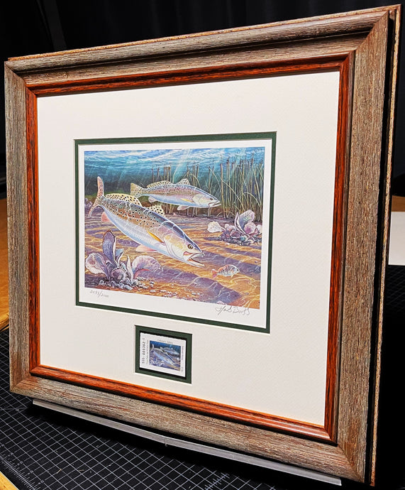 Herb Booth 2000 Texas Saltwater Stamp Print With Stamp - Brand New Super Custom Sporting Frame