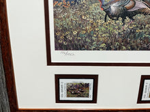 Load image into Gallery viewer, Herb Booth - 2001 Texas Turkey Stamp Print With Double Stamps - Brand New Custom Sporting Frame