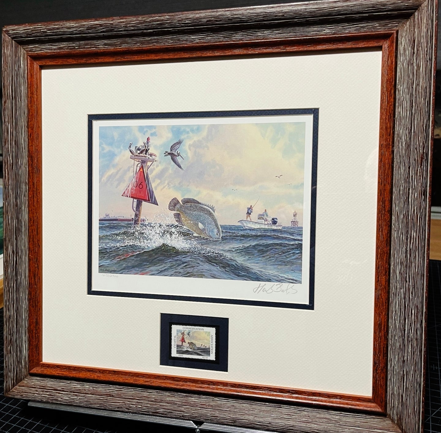 Herb Booth - 2006 Coastal Conservation Association CCA Stamp Print With Stamp - Brand New Custom Sporting Frame