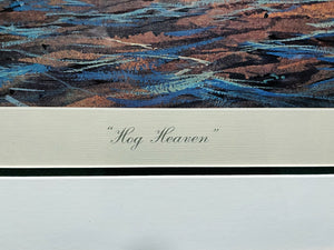 Herb Booth - Hog Heaven - Lithograph - Brand New Custom Sporting Frame