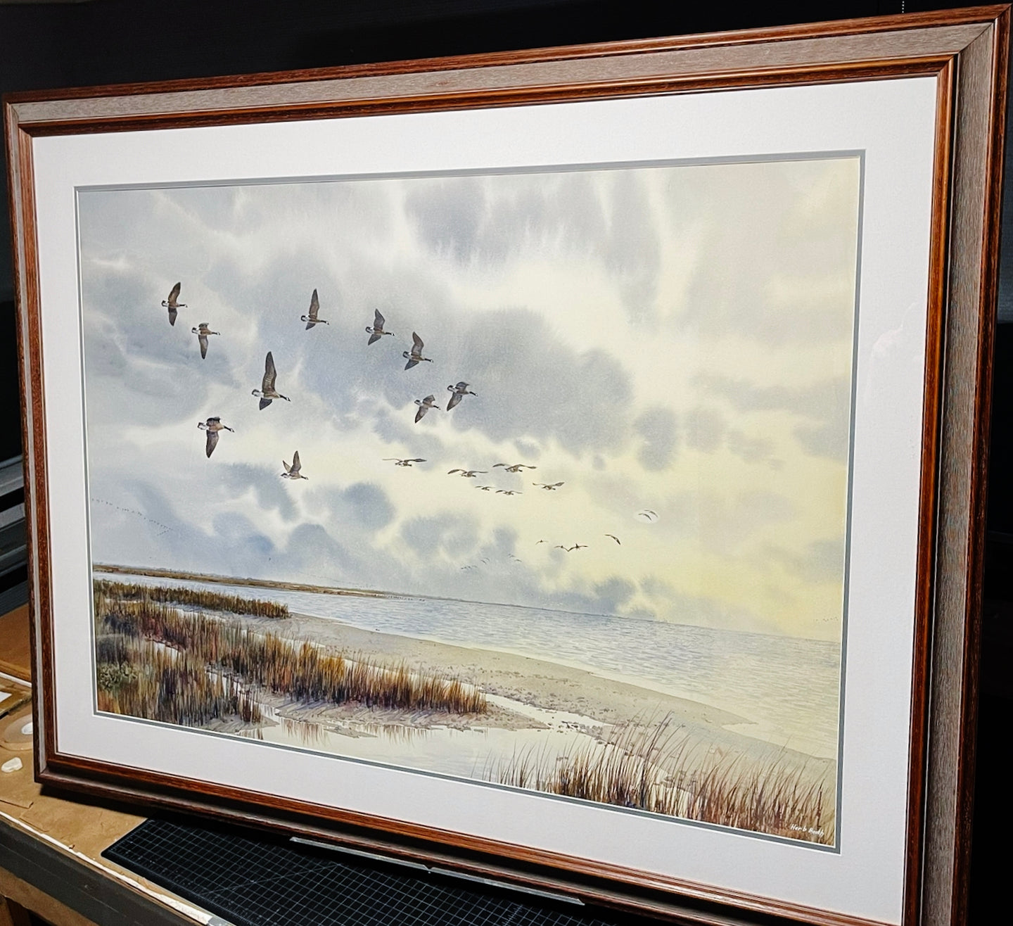 Herb Booth - Leeward Roost - Original Watercolor Painting - Brand New Custom Sporting Frame