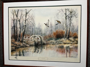 Herb Booth Mill Pond Mallards Lithograph AP W Remarque - Brand New Custom Sporting Frame
