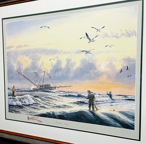 Herb Booth Painters Surf Lithograph - Coastal Conservation Association CCA Artist Proof With Rare Booth Remarque - Brand New Custom Sporting Frame