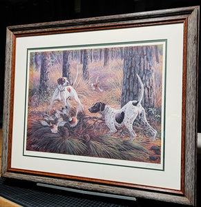 Herb Booth - Piney Woods Action - Lithograph - Brand New Custom Sporting Frame