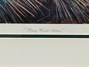 Herb Booth - Piney Woods Action - Lithograph - Brand New Custom Sporting Frame