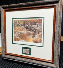 Load image into Gallery viewer, Herb Booth 1991 National Wild Turkey Federation NWTF Stamp Print President&#39;s Edition - Splendid Trio -  Brand New Super Custom Sporting Frame