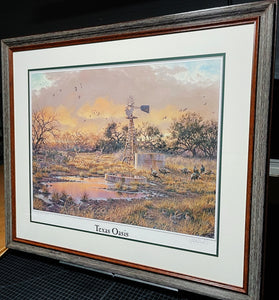Herb Booth - Texas Oasis - Lithograph - Brand New Custom Sporting Frame