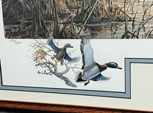 Load image into Gallery viewer, Herb Booth Wetlanders Lithograph With Mallard Remarque Coastal Conservation Association CCA - Rare Booth Remarque - Brand New Super Custom Sporting Frame