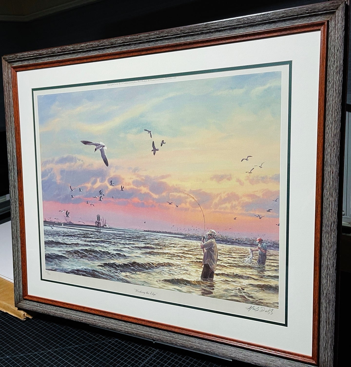 Herb Booth - Working The Edge - Lithograph Coastal Conservation Association CCA - Brand New Custom Sporting Frame