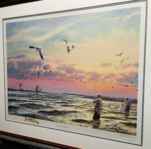 Herb Booth - Working The Edge - Lithograph - Rare Booth Remarque - Brand New Custom Sporting Frame