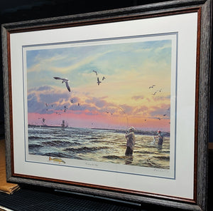 Herb Booth - Working The Edge - Lithograph - Rare Booth Remarque - Brand New Custom Sporting Frame