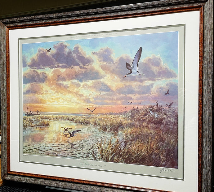 Herb Booth Working The Shallows Lithograph Costal Conservation Association CCA - Brand New Super Custom Sporting Frame