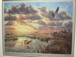 Herb Booth - Working The Shallows - Lithograph - Brand New Custom Sporting Frame