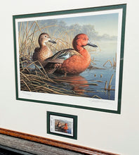 Load image into Gallery viewer, James Hautman - 1997 Texas Migratory Waterfowl Duck Stamp Print With Double Stamps - Brand New Custom Sporting Frame