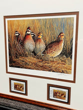 Load image into Gallery viewer, James Hautman 2006 Texas Upland Game Bird Stamp Stamp Print With Double Stamps - Brand New Super Custom Sporting Frame