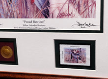 Load image into Gallery viewer, James Killen - 1996 Trout Unlimited Stamp Print With Stamp - Collectors Edition With Gold Medallion &quot;Proud Retrieve&quot; - Brand New Custom Sporting Frame