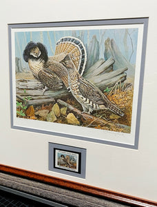 Jim Foote - 1979 The Ruffed Grouse Society Conservation Stamp Print With Stamp - Brand New Custom Sporting Frame