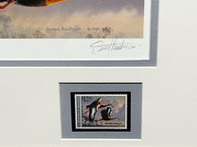 Load image into Gallery viewer, James Hautman 1990 Federal Migratory Duck Stamp Print With Double Stamps - Brand New Super Custom Sporting Frame