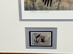 James Hautman - 1990 Federal Migratory Duck Stamp Print With Double Stamps - Brand New Custom Sporting Frame