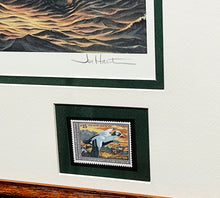 Load image into Gallery viewer, Joe Hautman 1992 Federal Migratory Duck Stamp Print With Double Stamps - Brand New Custom Sporting Frame