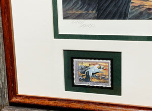 Joe Hautman 1992 Federal Migratory Duck Stamp Print With Double Stamps - Brand New Super Custom Sporting Frame