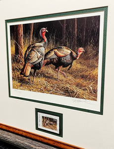 Joe Hautman - 1998 Texas Turkey Stamp Stamp Print With Stamp - Brand New Custom Sporting Frame