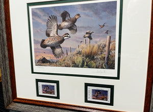 Joe Hautman - 2011 Texas Upland Game Bird Stamp Stamp Print With Double Stamps - Brand New Custom Sporting Frame
