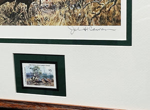 John P. Cowan 1985 Texas Wild Turkey Stamp Print With Stamp - Brand New Super Custom Sporting Frame