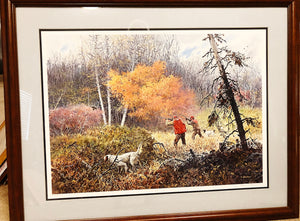 John P. Cowan - Cutover Cover - Grouse Hunting Scene 1989 - Brand New Custom Sporting Frame