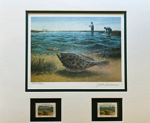 John Dearman - 1989 Coastal Conservation Association CCA Stamp Print With Double Stamps - Brand New Custom Sporting Frame