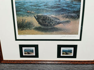 John Dearman - 1989 Coastal Conservation Association CCA Stamp Print With Double Stamps - Brand New Custom Sporting Frame