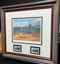 Load image into Gallery viewer, John Dearman  1990 Texas Saltwater TPWD Stamp Print With Double Stamps - Brand New Custom Sporting Frame