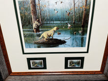 Load image into Gallery viewer, John Dearman - 1998 Arkansas Duck Migratory Waterfowl Stamp Print With Double Stamps - AP - Brand New Custom Sporting Frame