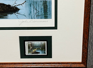 John Dearman - 1998 Arkansas Duck Migratory Waterfowl Stamp Print With Double Stamps - AP - Brand New Custom Sporting Frame
