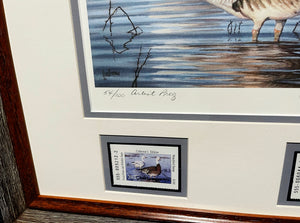 John Dearman 2001 Texas Waterfowl Duck Stamp Print With Double Stamps Artist Proof - Brand New Custom Sporting Frame