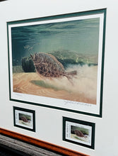 Load image into Gallery viewer, John Dearman - 2002 Texas Saltwater Stamp Print With Double Stamps - Brand New Custom Sporting Frame
