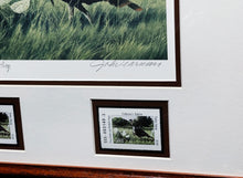 Load image into Gallery viewer, John Dearman 2002 Texas Turkey Stamp Print With Double Stamps - Artist Proof - Rio Grande Gobbler With Double Stamps - Brand New Super Custom Sporting Frame