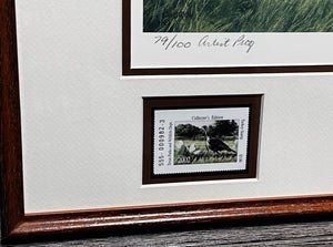 John Dearman - 2002 Texas Turkey Stamp Print - Artist Proof Rio Grande Gobbler With Double Stamps - Brand New Custom Sporting Frame