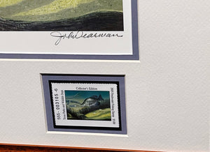 John Dearman  2005 Texas Freshwater Stamp Print With Double Stamps - Artist Proof - Brand New Custom Sporting Frame