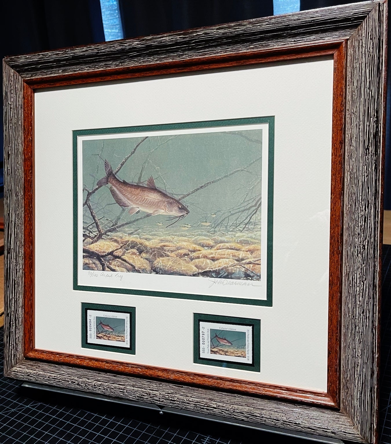 John Dearman - 2011 Texas Freshwater Stamp Print With Double Stamps Artist Proof - Brand New Custom Sporting Frame