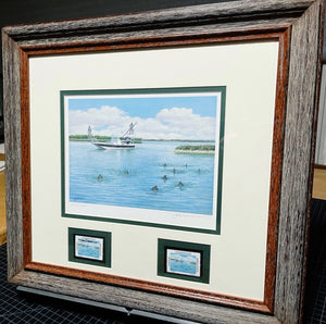 John Dearman - 2013 Coastal Conservation Association CCA Stamp Print With Double Stamps - Brand New Custom Sporting Frame