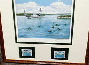 John Dearman - 2013 Coastal Conservation Association CCA Stamp Print With Double Stamps - Brand New Custom Sporting Frame