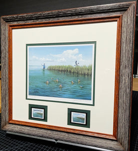 John Dearman - 2017 Coastal Conservation Association CCA Stamp Print With Double Stamps - Brand New Custom Sporting Frame