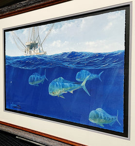 John Dearman  Dinner Bell - GiClee Half Sheet - Offshore Bluewater Fishing - Brand New Custom Sporting Frame