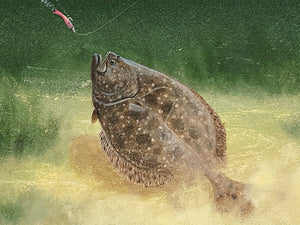 John Dearman Flounder - GiClee Half Sheet - Brand New Super Custom Sporting Frame