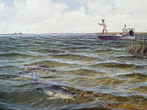 John Dearman - Marsh Madness - Lithograph - Coastal Conservation Association CCA - Brand New Custom Sporting Frame