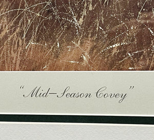 John Dearman Mid Season Covey Lithograph - Brand New Super Custom Sporting Frame  ***  SPRING SPECIAL  ***