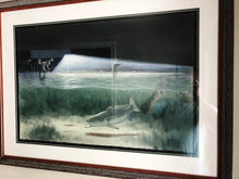 Load image into Gallery viewer, John Dearman Night Fishing GiClee Half Sheet - Fishing Specks Under The Lights - Brand New Custom Sporting Frame