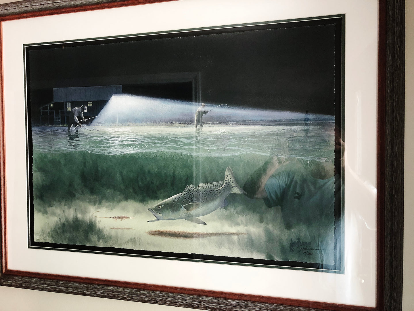 John Dearman - Night Fishing - HS GiClee - Brand New Custom Sporting Frame.