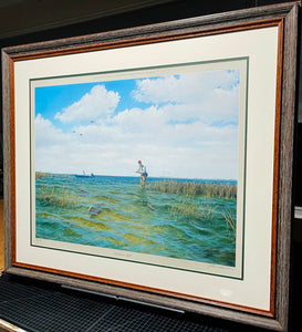 John Dearman - Red Drum Roll - Lithograph AP Coastal Conservation Association CCA 2018 - Brand New Custom Sporting Frame  ***  WINTER SPECIAL  ***